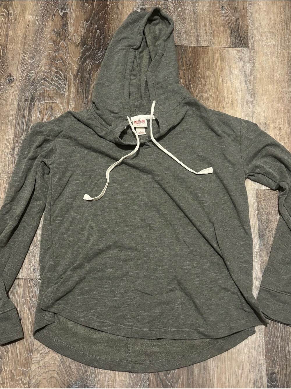 Women's Olive Green/Gray Hooded Long-Sleeve Pullover